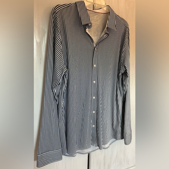 Men’s Desoto Button Down Shirt Size XL Blue/white Pinstripes 100% Cotton EUC - Picture 6 of 11